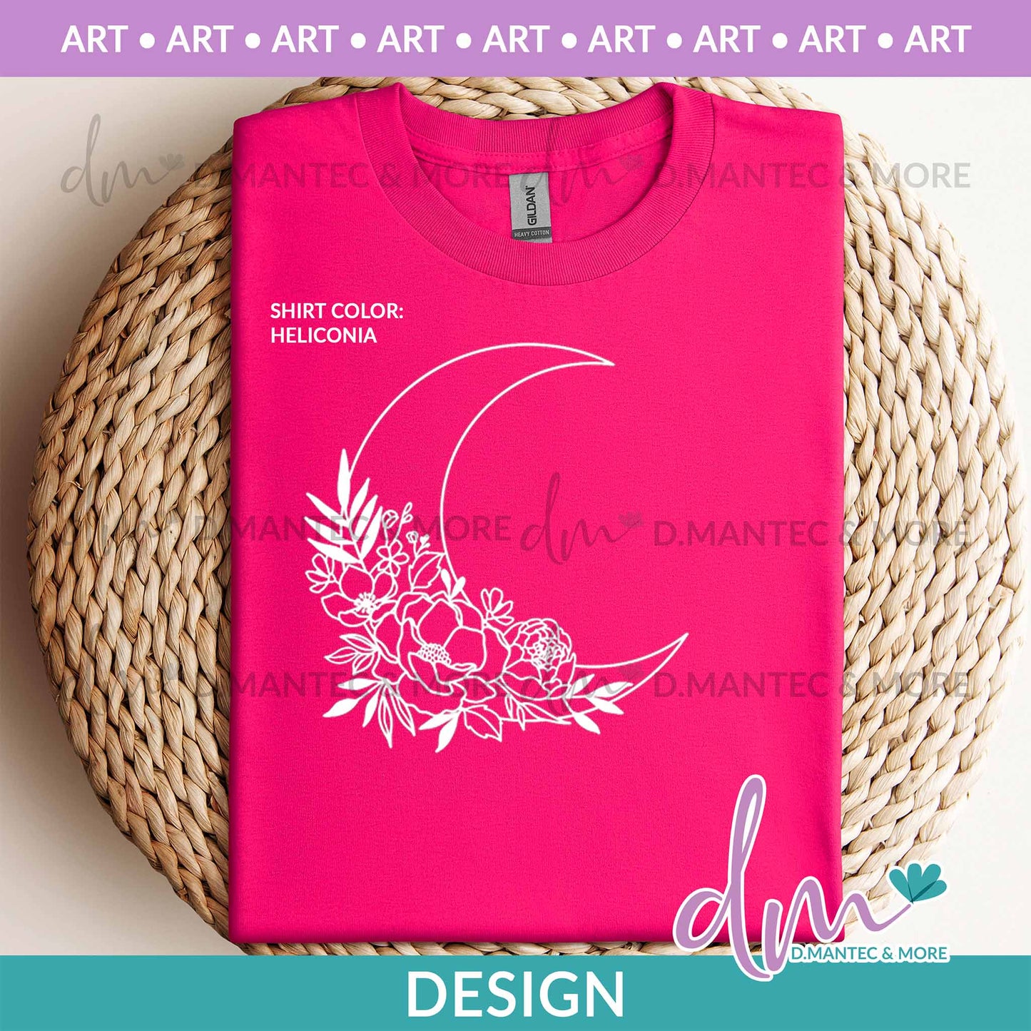 Art - Floral Crescent Moon - White | Design