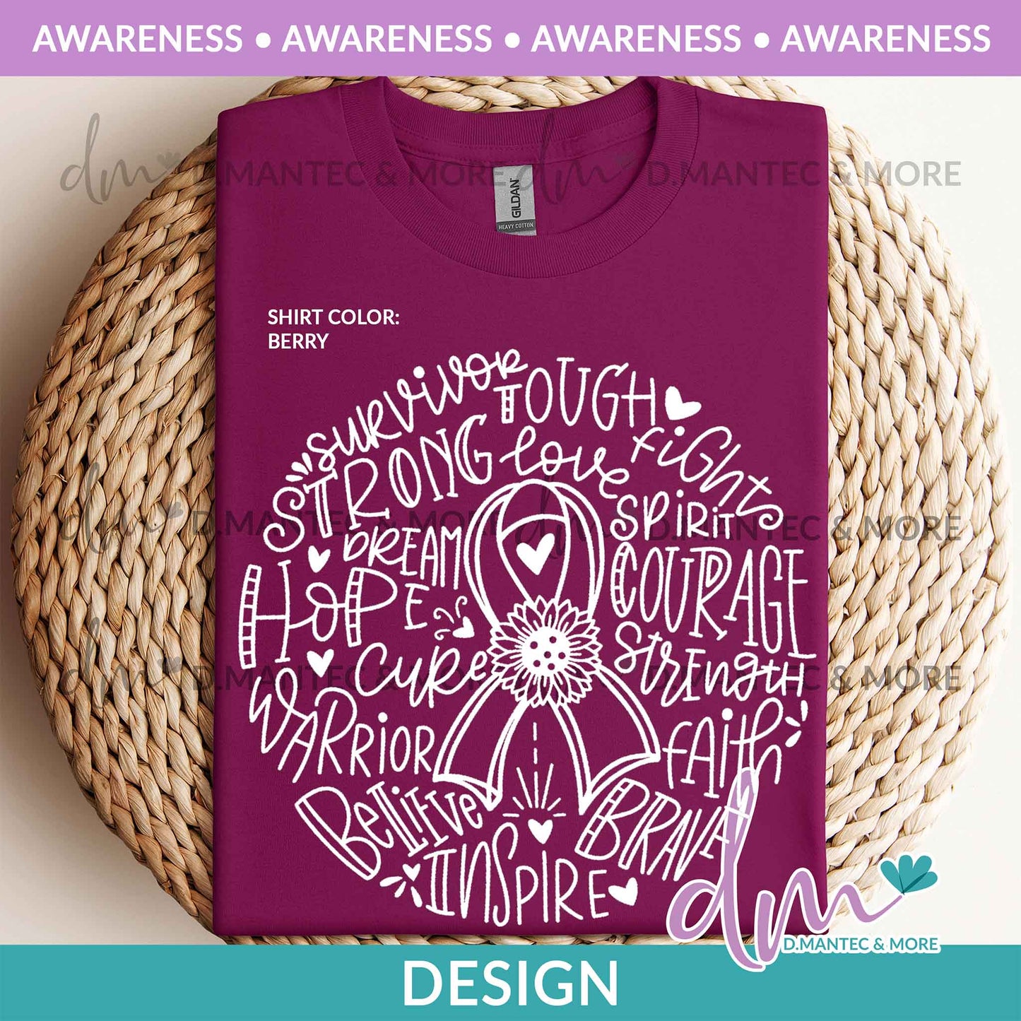 Aw - Cancer Ribbon Circular - White | Design