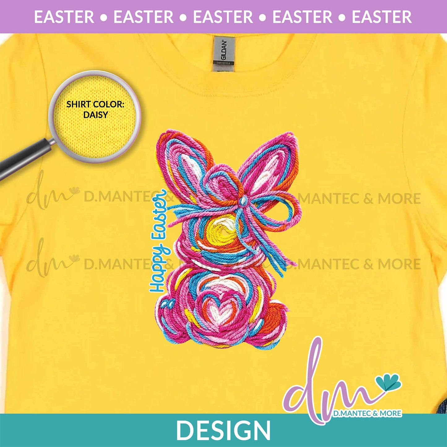 E - Bunny Happy Easter Faux Yarn | Design