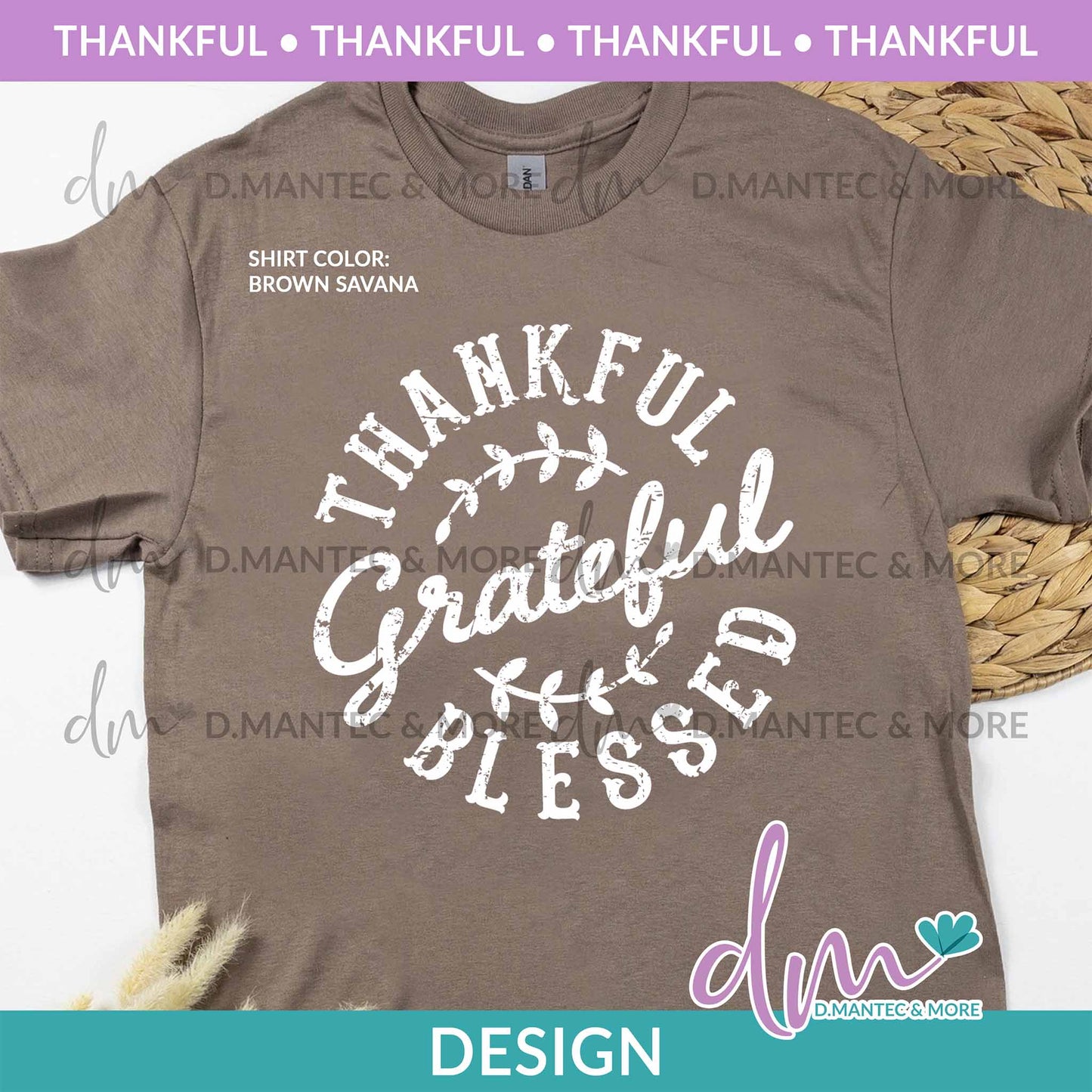T - Thankful Grateful Blessed CS - White | Design
