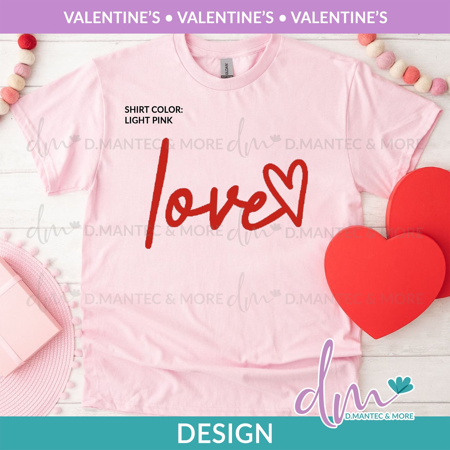 V - Love with heart - RED | Design