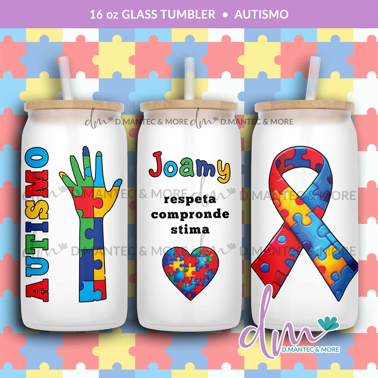 T16 - Autismo | Glass Can Tumbler