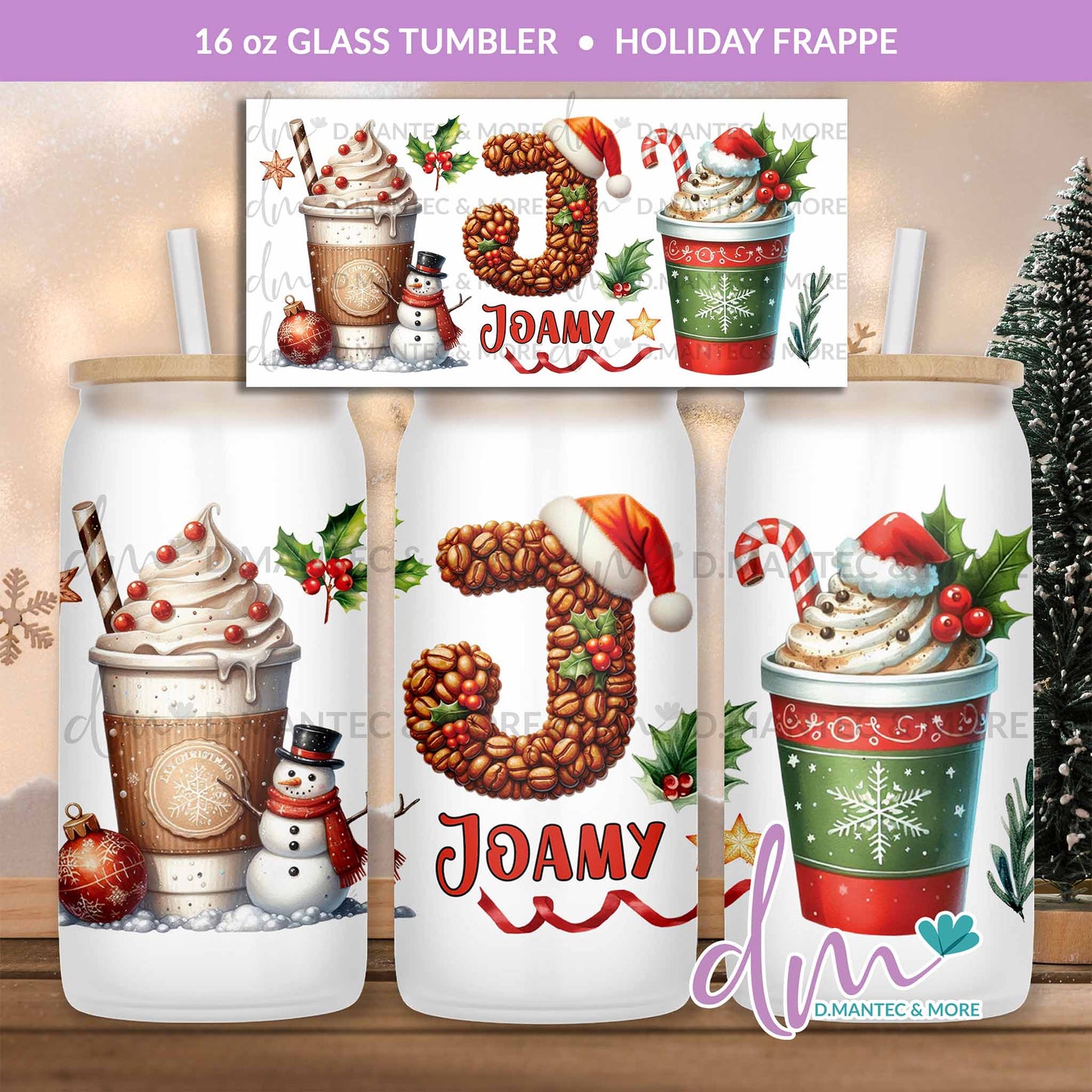 T16 - Holiday Frappe | Glass Can Tumbler