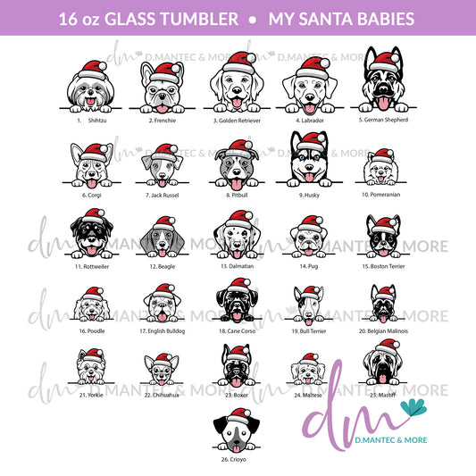 T16 - My Santa Babies | Glass Can Tumbler