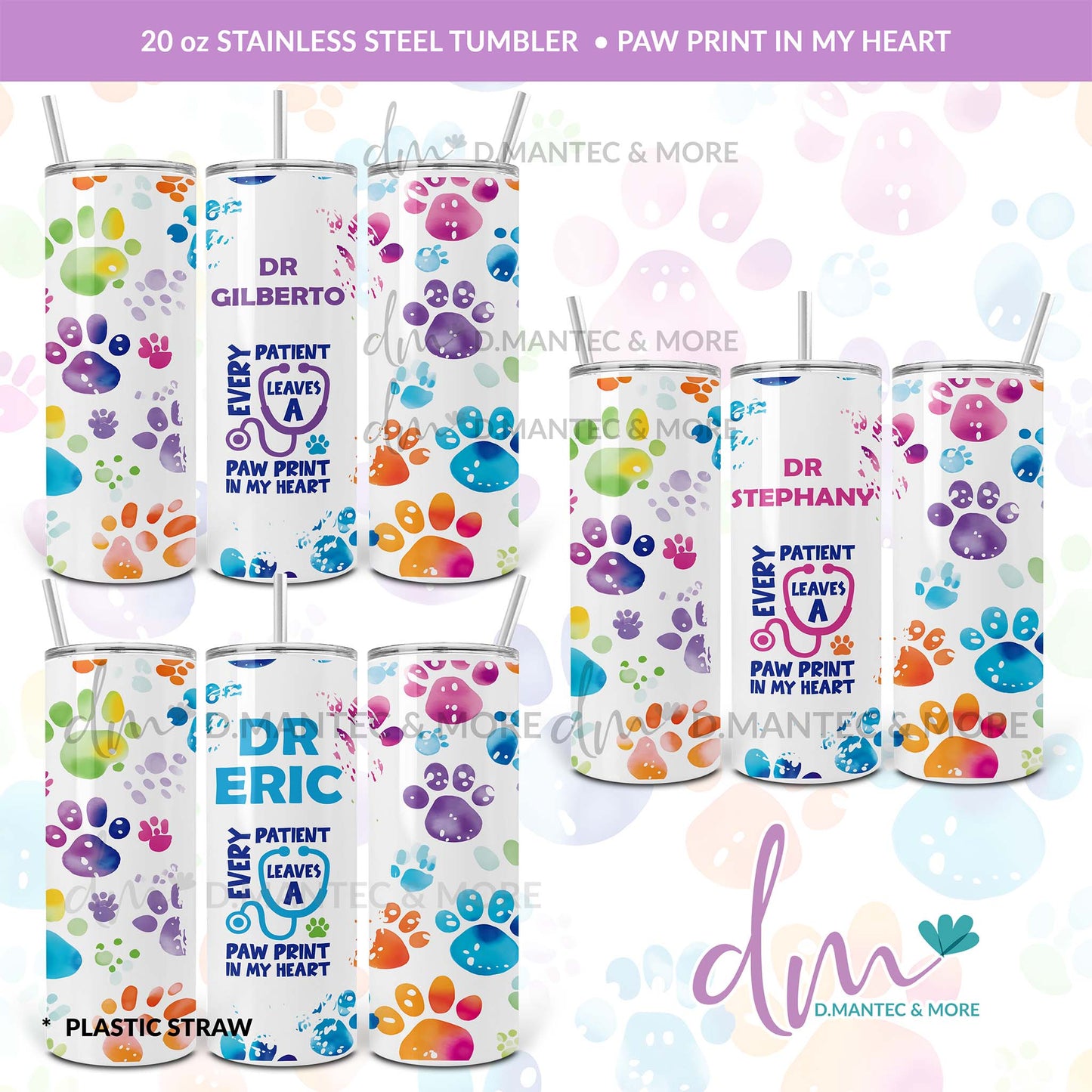 T20 - Paw Print in My Heart | Stainless Steel Tumbler