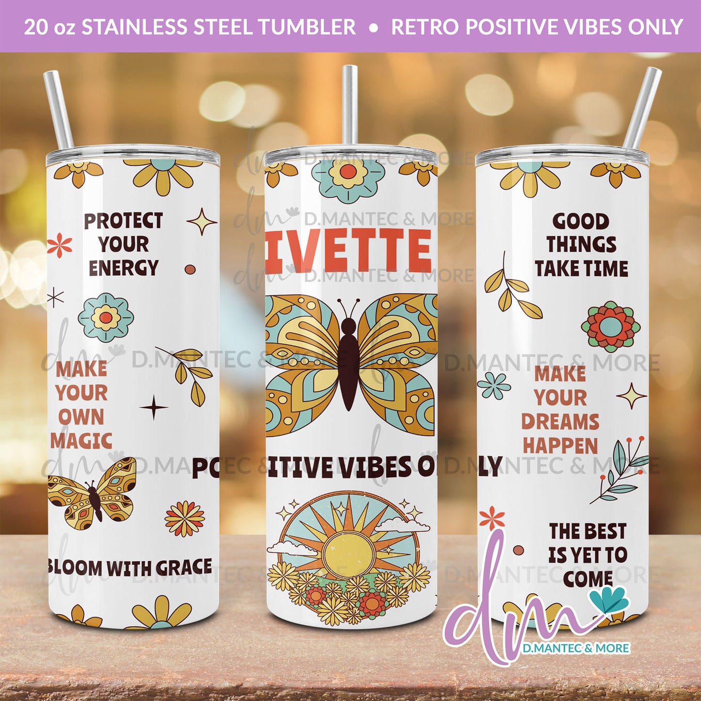 T20 - Retro Positive Vibes Only | Stainless Steel Tumbler