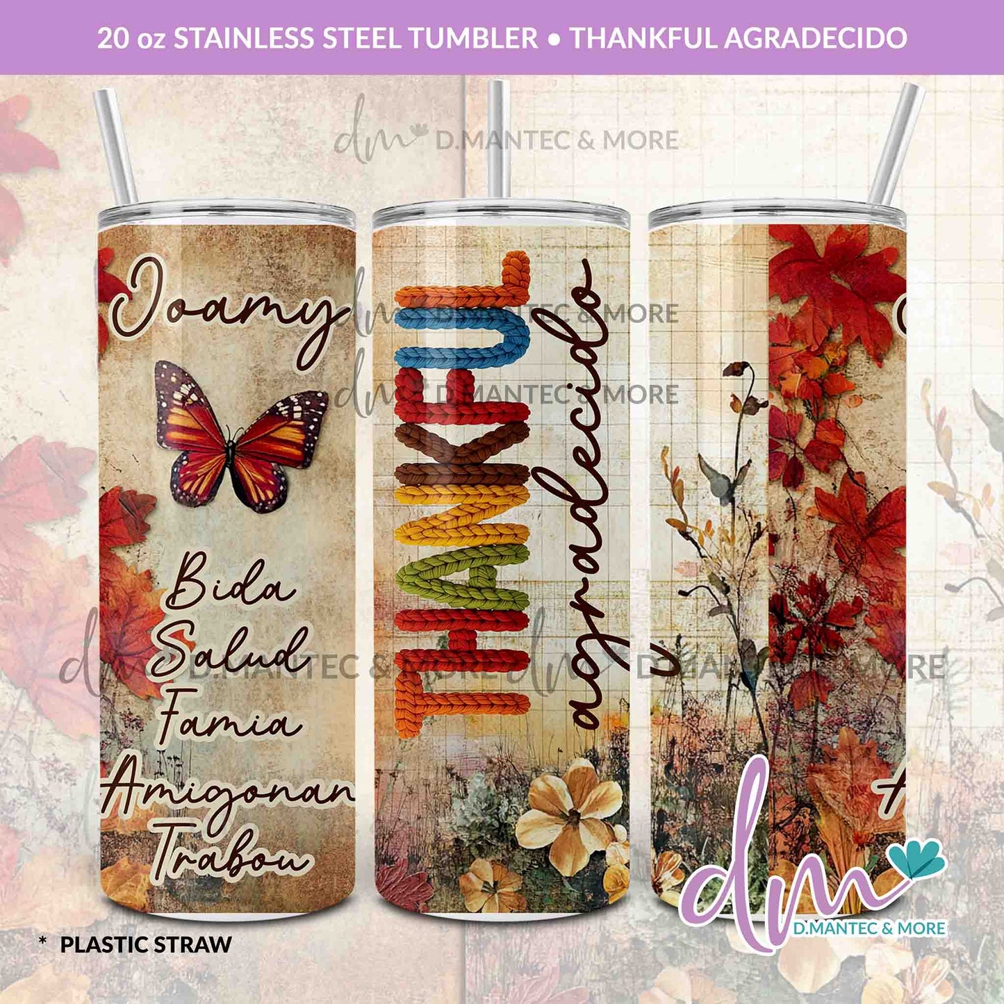 T20 - Thankful Agradecido | Stainless Steel Tumbler