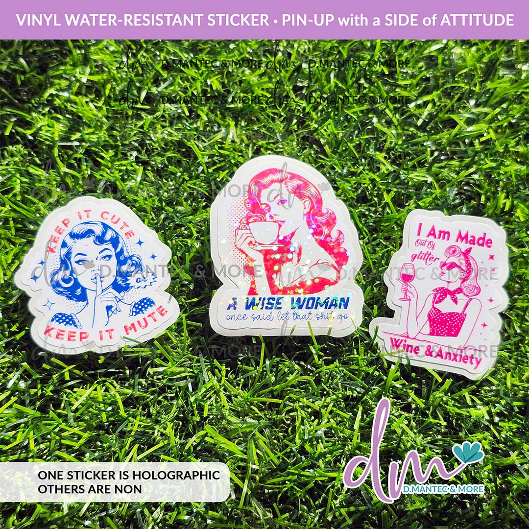 Pin-Up with a Side of Attitude | VINYL & HOLOGRAPHIC Sticker
