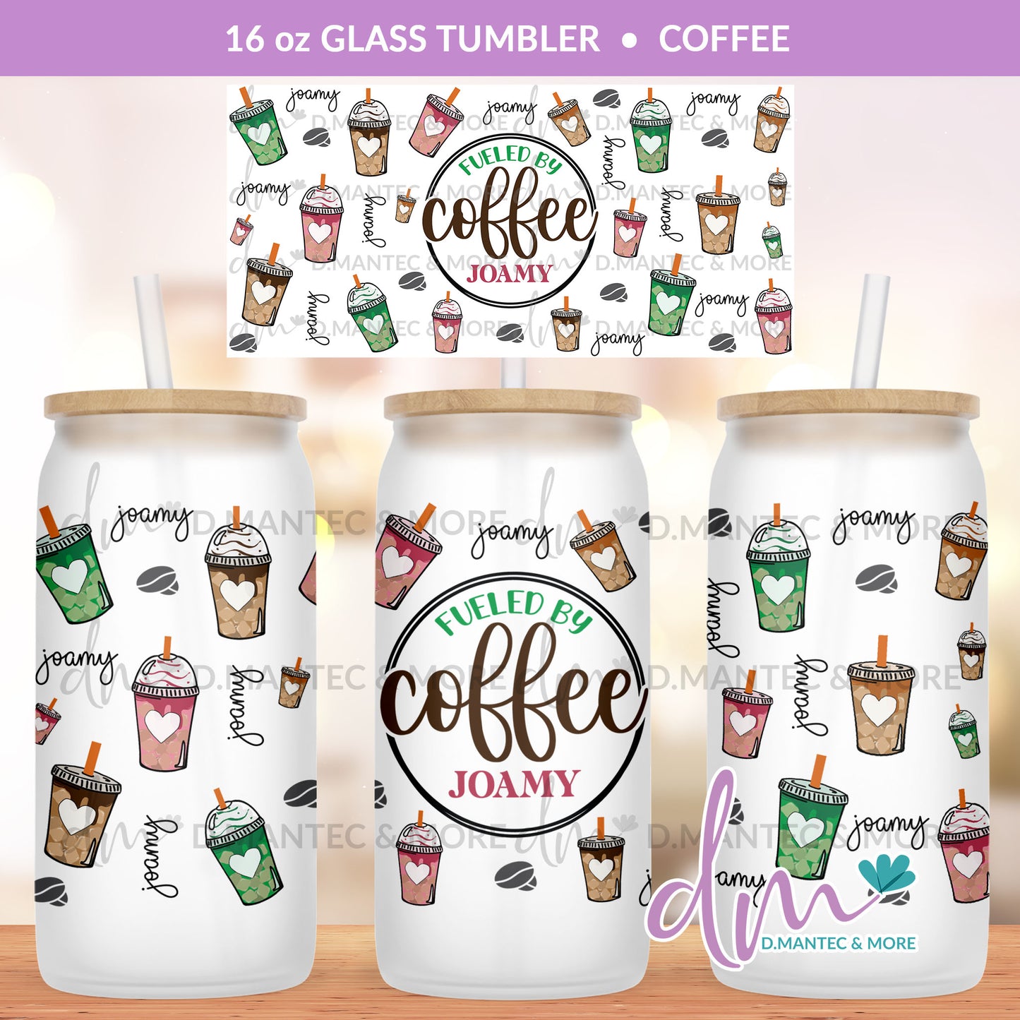 T16 - Fueled By Coffee | Glass Can Tumbler
