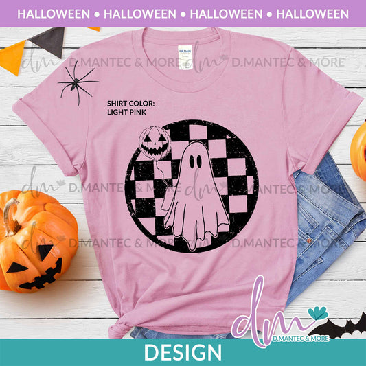 H - Checkered Ghost & Balloon | Design