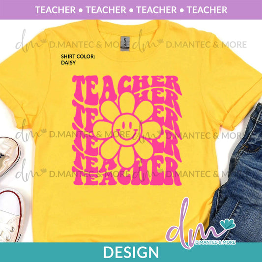 P - Teacher Floral Stacked - PINK | Design