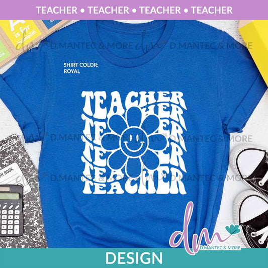 P - Teacher Floral Stacked - WHITE | Design