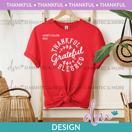 T - Thankful Grateful Blessed CS - White | Design