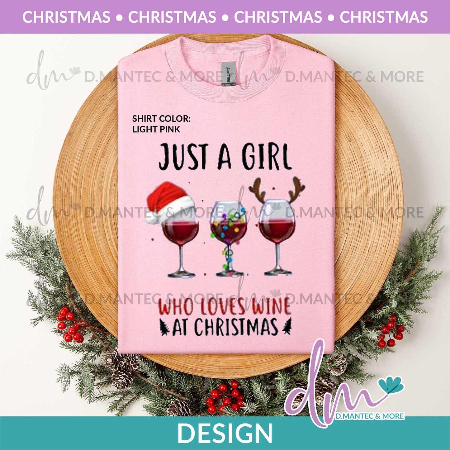 X - Just a Girl Who Loves Wine at Christmas - Color | Design