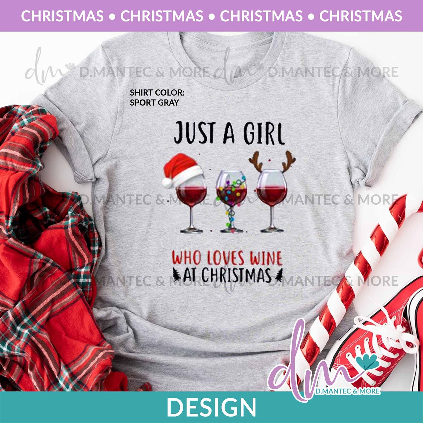 X - Just a Girl Who Loves Wine at Christmas - Color | Design