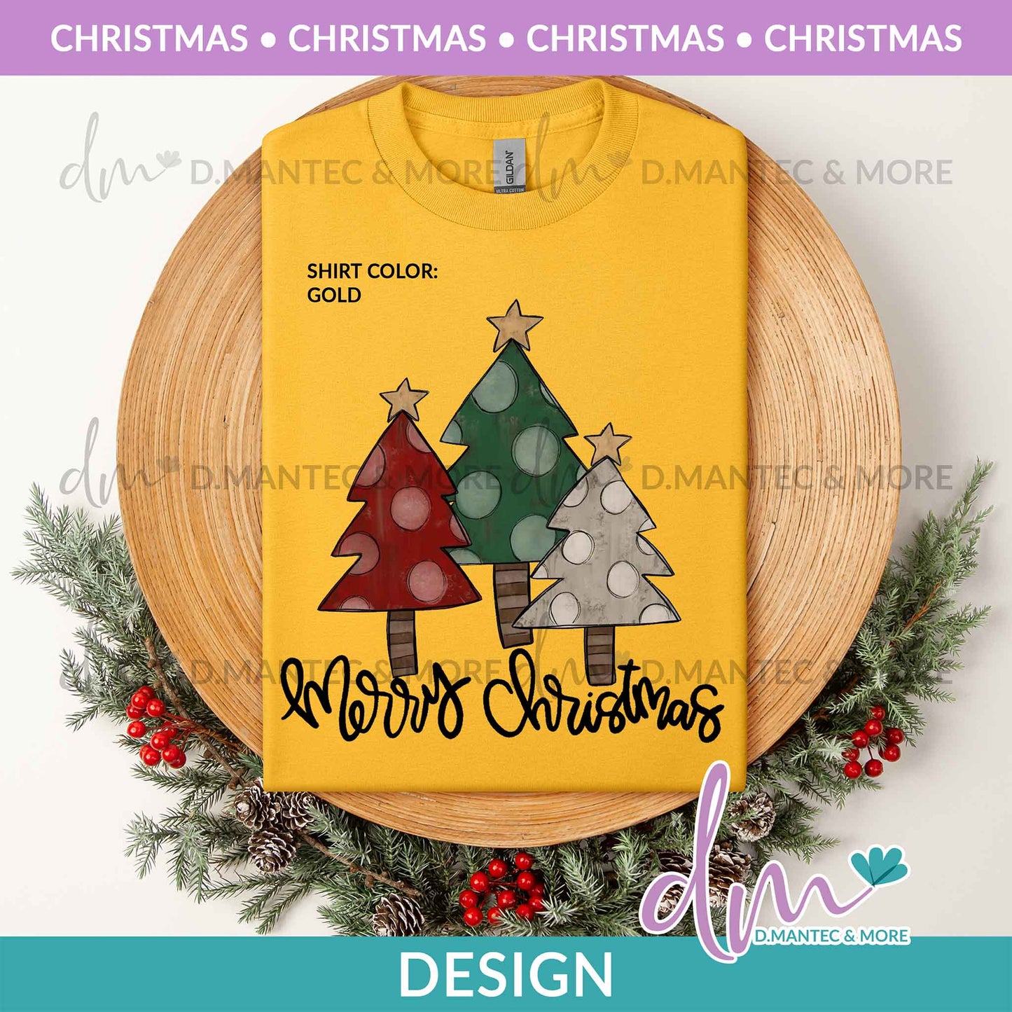 X - Merry Christmas Vintage Trees - Color | Design