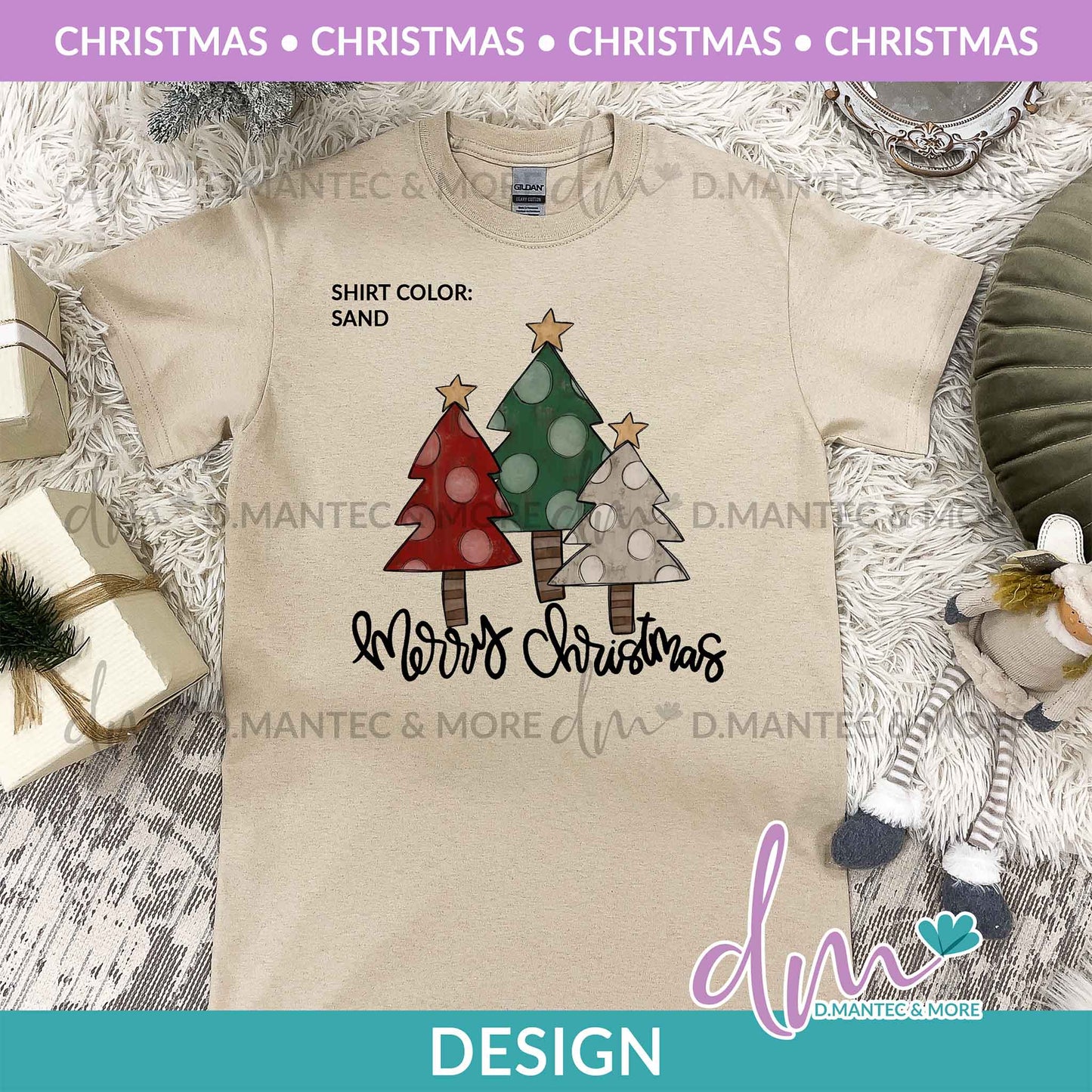 X - Merry Christmas Vintage Trees - Color | Design