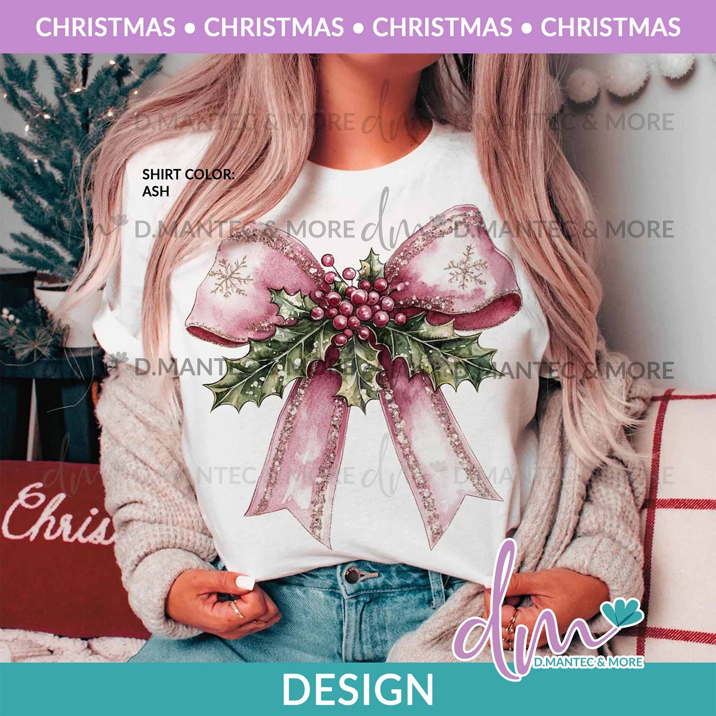 X - Vintage Pink Xmas Bow - Color | Design