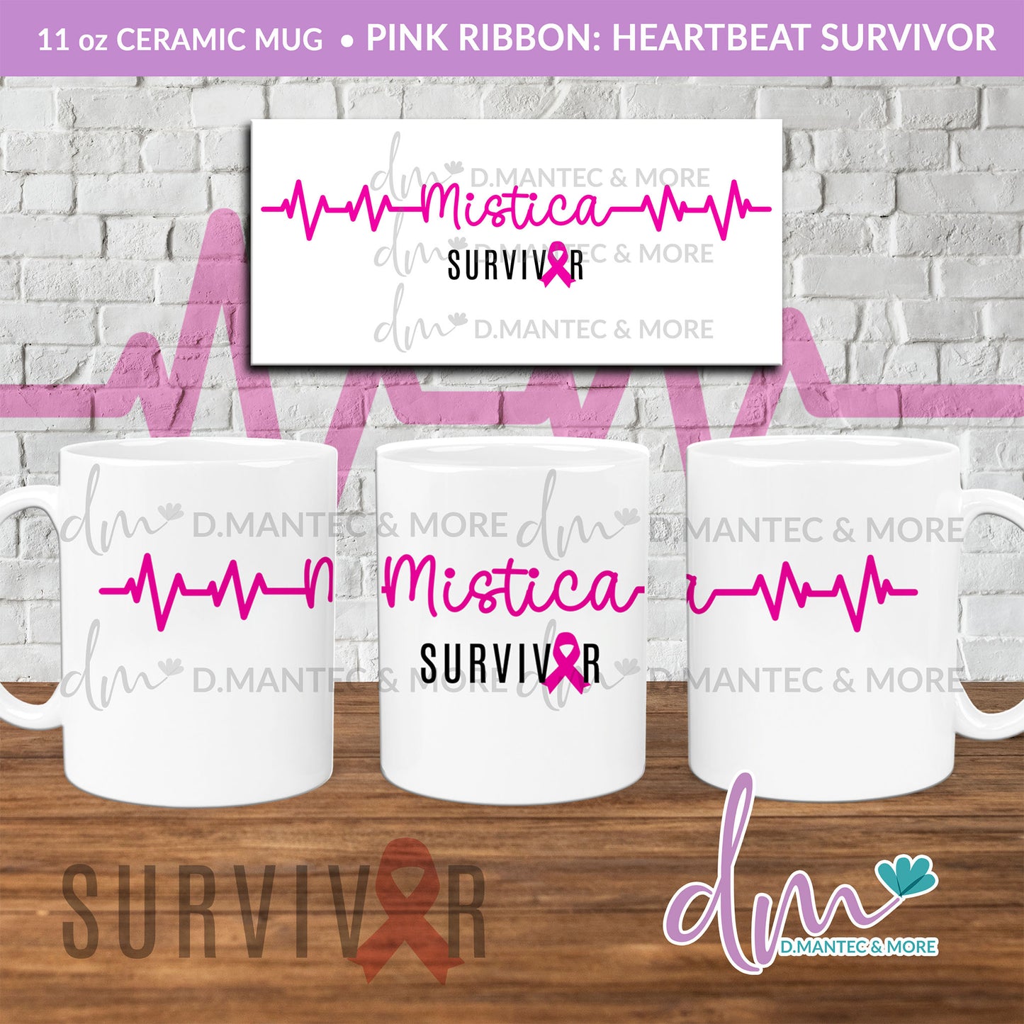 M11 - PINK RIBBON: HeartBeat Survivor | Ceramic Mug