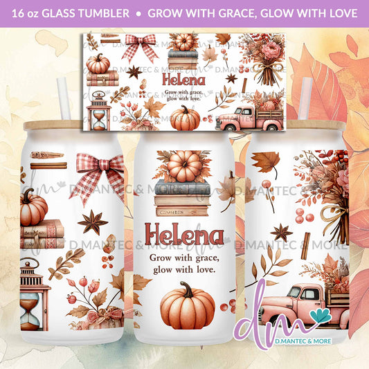 T16 - Grow with Grace, Glow with Love | Glass Can Tumbler