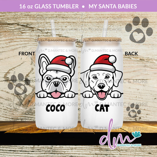 T16 - My Santa Babies | Glass Can Tumbler