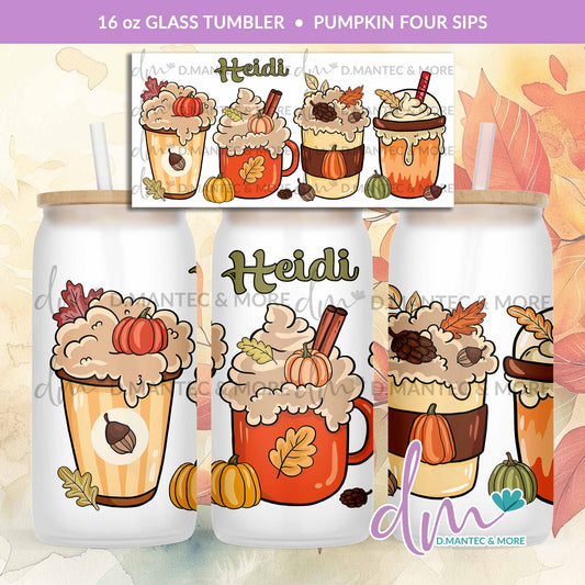 T16 - Pumpkin Four Sips | Glass Can Tumbler