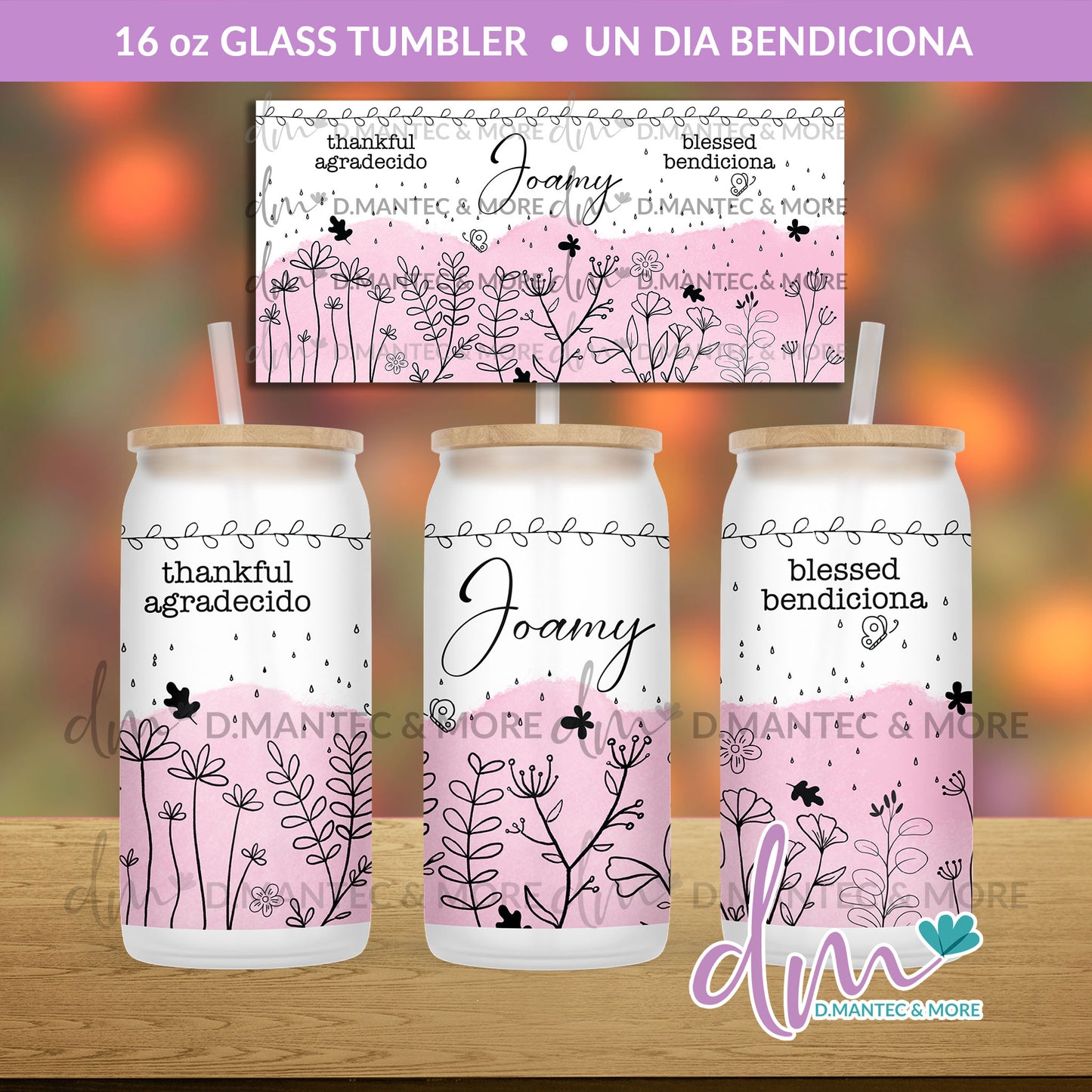 T16 - Un Dia Bendiciona | Glass Can Tumbler