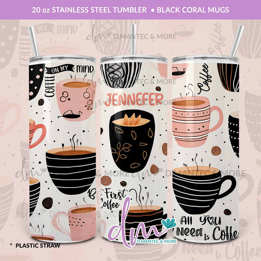T20 - Black Coral Mugs | Stainless Steel Tumbler
