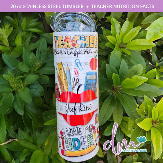 T20 - Teacher Nutrition Facts | Stainless Steel Tumbler