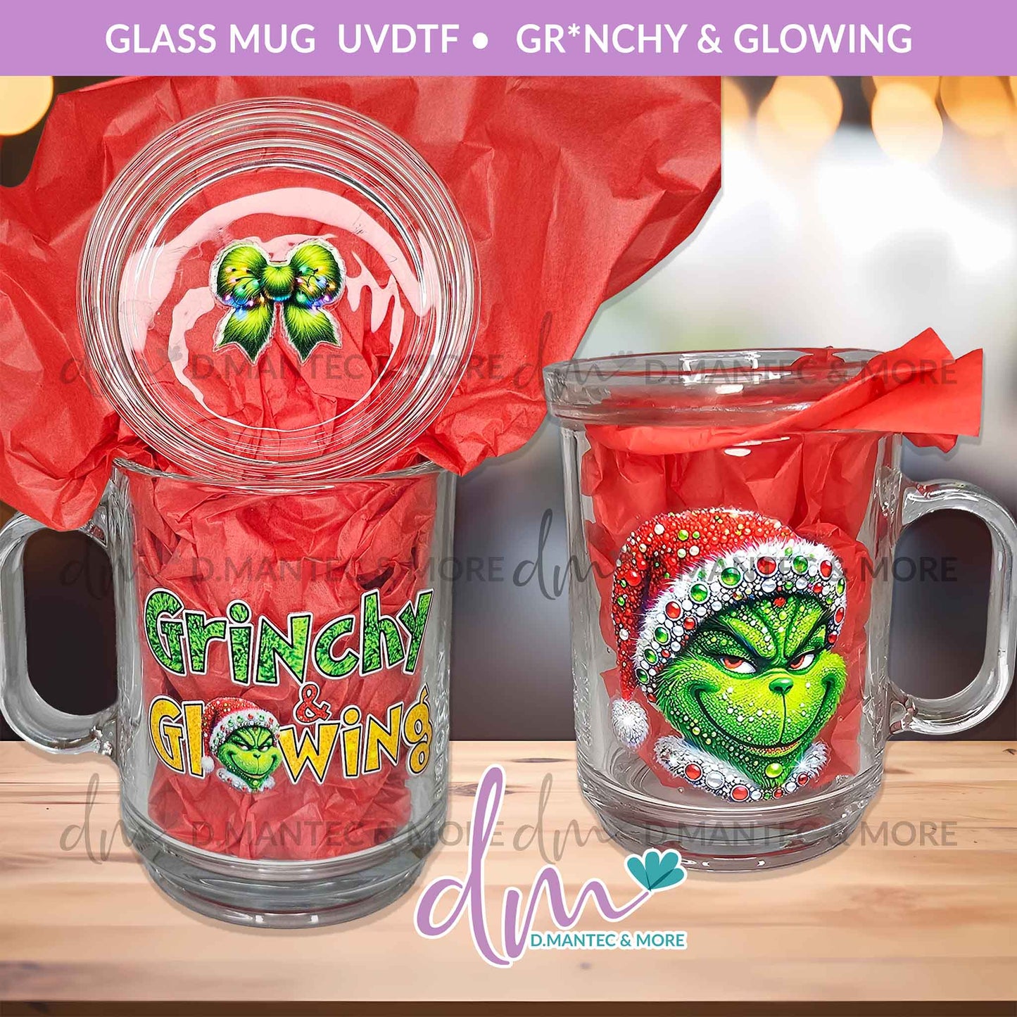 My Green Man & Glowing | Glass Mug with Coaster