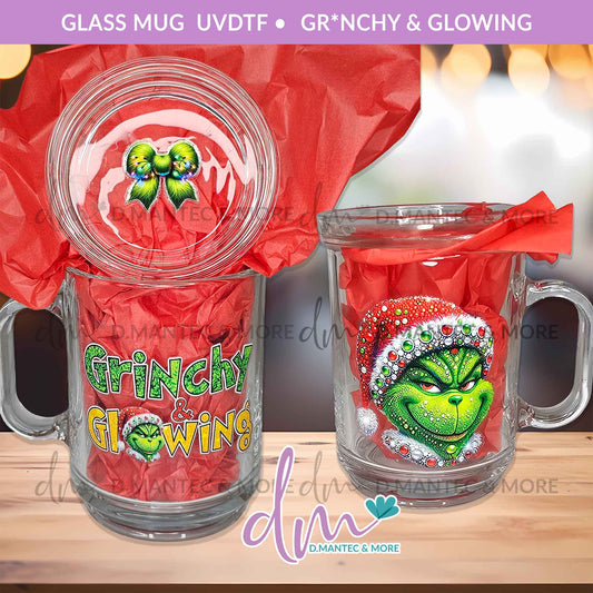 My Green Man & Glowing | Glass Mug with Coaster
