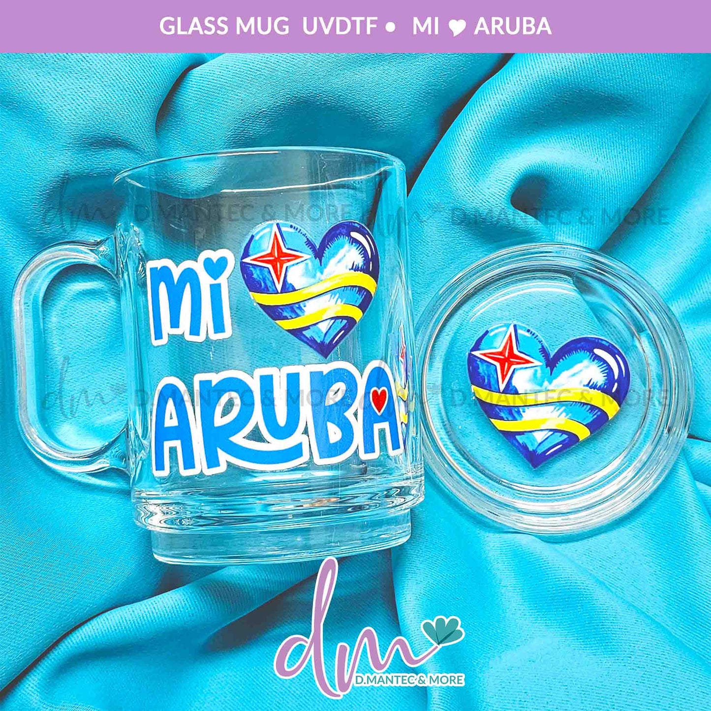 Mi ♥ Aruba | Glass Mug with Coaster