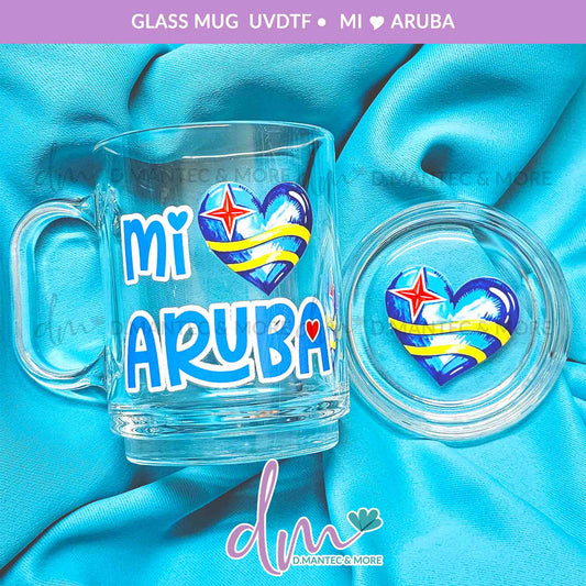 Mi ♥ Aruba | Glass Mug with Coaster