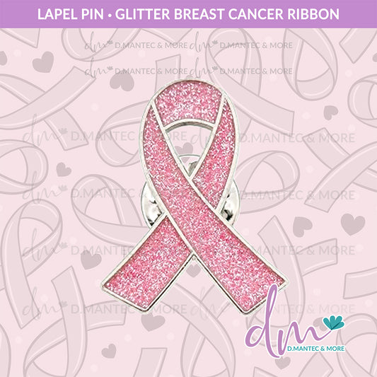 Glitter Breast Cancer Ribbon | Lapel Pin