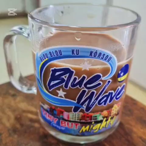 BLOU BLOU Blue Wave | Glass Mug with Coaster